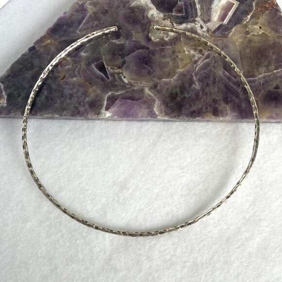 Sterling Silver 925 Flexible Hammered Torque Collar Choker Necklace 14.75" - Picture 11 of 16